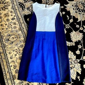 Boden US 10R navy/ bright blue/ white dress. Minimal wear, grease stain pictured